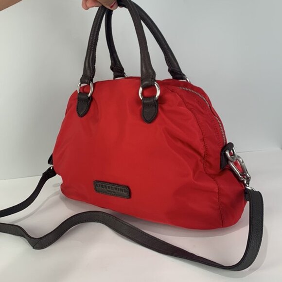 Liebeskind Berlin Red Nylon/ Leather Duffel Crossbody Bag - Picture 4 of 16